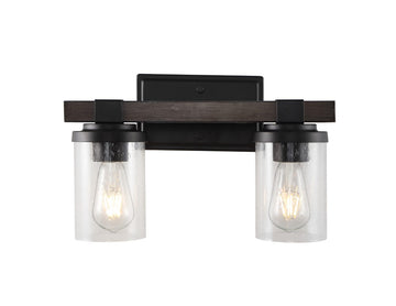 Bungalow Iron/Seeded Glass Rustic Farmhouse LED Vanity Light - JONATHAN Y